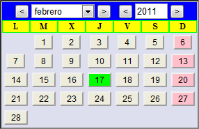 Captura de pantalla de un calendario.
