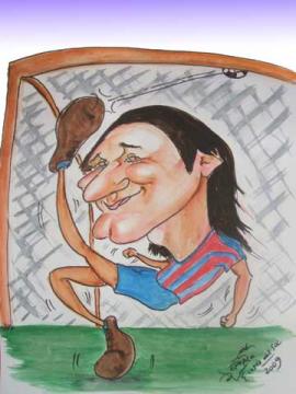 Caricatura de Leo Messi, jugador de ftbol en el "Barcelona".