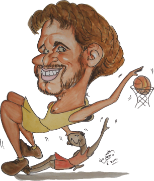 Caricatura de Pau Gasol, Destacado deportista espaol, que participa en la prestigiosa NBA.